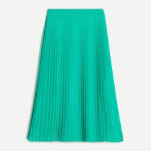 J. Crew green pleated midi skirt